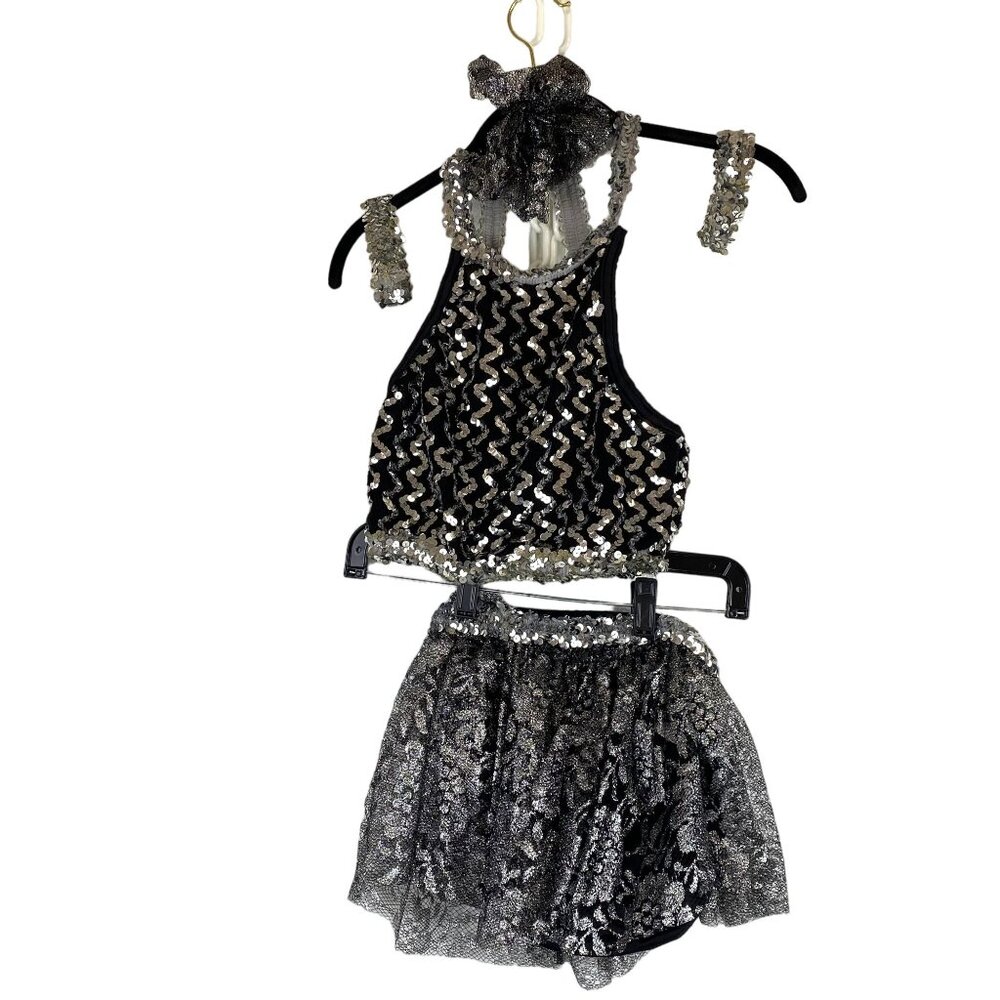 Vintage 6 Piece Curtain Call Costumes Sequin Dance Outfit  Made in USA Size 2/3